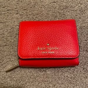 Kate Spade Staci Micro Tri Fold Zip Wallet Digital Red